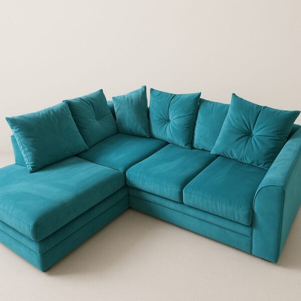 plush single arm corner sofa