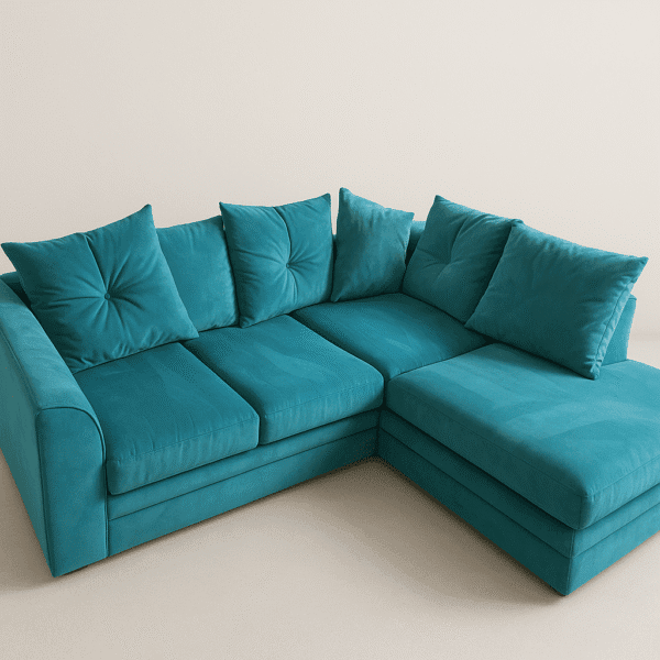 plush single arm corner sofa