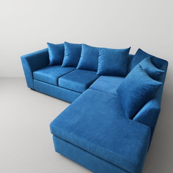 plush single arm corner sofa