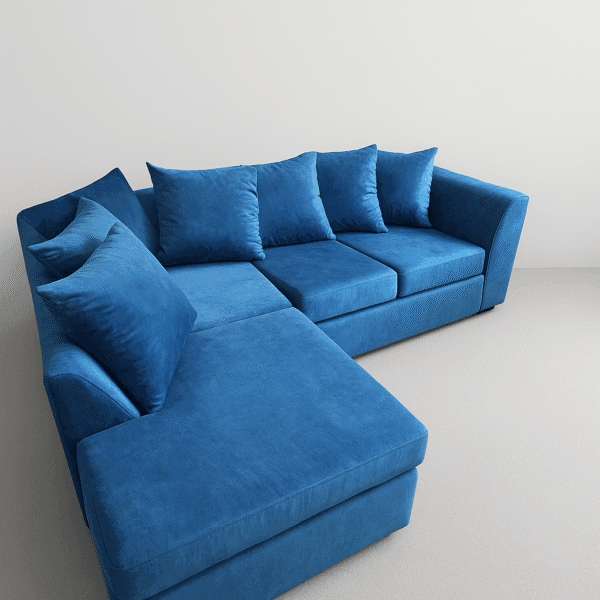 plush single arm corner sofa