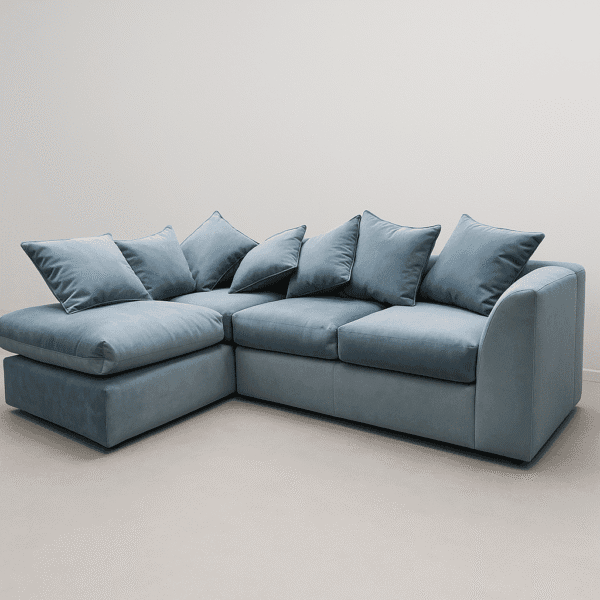 plush single arm corner sofa