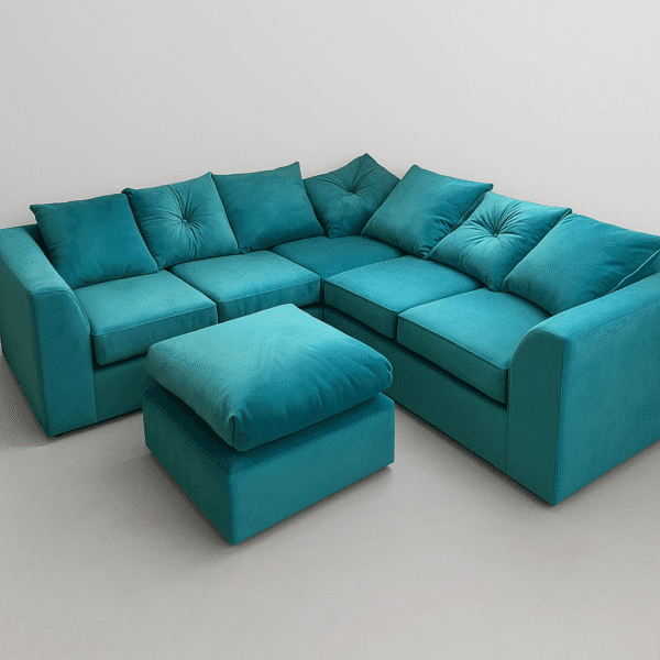 plush dual arm corner sofa