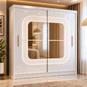 Chelsea 2 Door Sliding Mirror Wardrobe in White with Full Length Mirrors