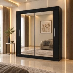 Chicago Sliding Door Mirror Wardrobe Black