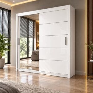 Lyon Sliding Mirror Wardrobe with Full Length Mirrored Doors