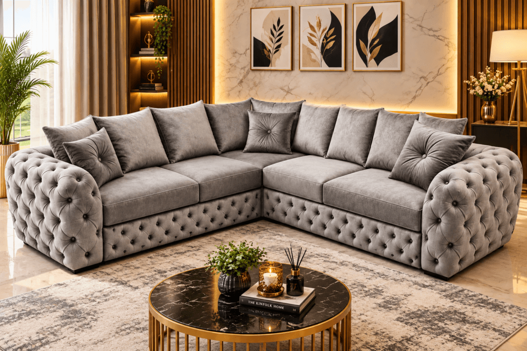 Modern L-shaped corner sofa for comfortable living room