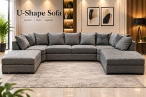 U-Shaped Grey Sectional Sofa for Modern Living Room