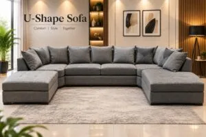U-Shaped Grey Sectional Sofa for Modern Living Room
